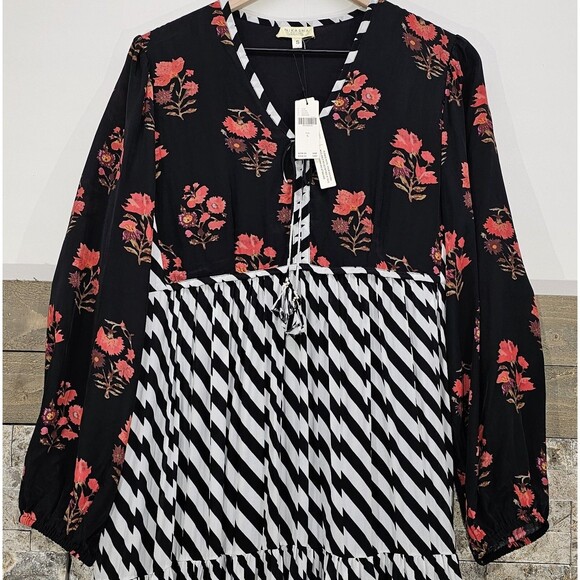 Nikasha Anthropologie Maxi Dress Tiered Floral Boho Maximalist Whimsy Goth Small - Picture 6 of 16